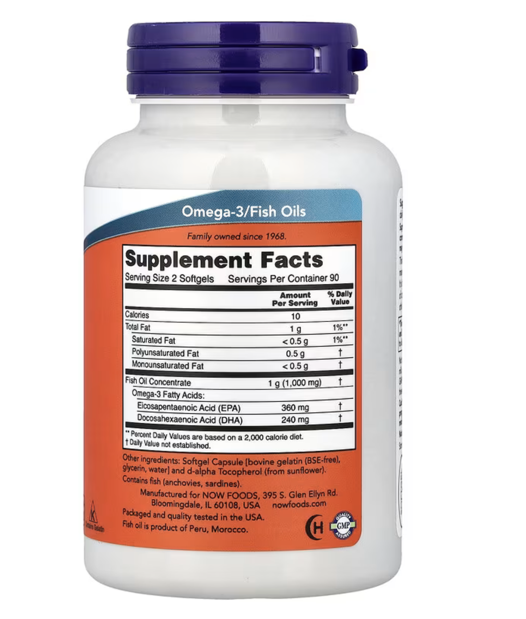 Now Foods Омега-3 Мини-капсулы, 180 капсул