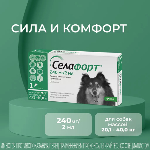 KRKA, Селафорт, Капли против клещей и блох для собак от 20,1-40,0 кг, 1 пипетка
