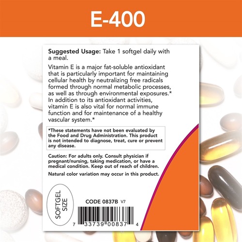 Now Foods Витамин E, Vitamin E-400 100 капсул