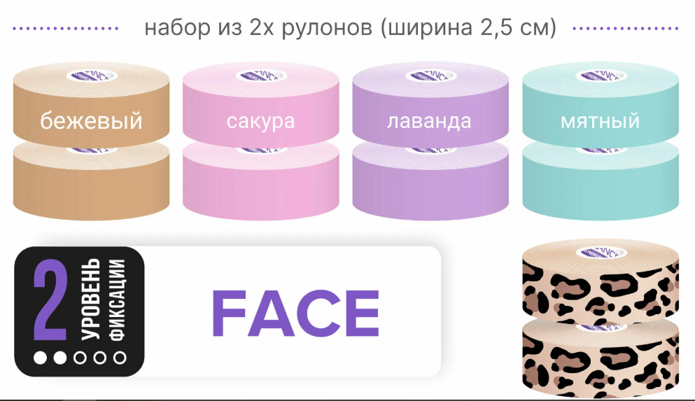 BBTape Кинезио тейп FACE PACK 2,5см*5м, 2 рулона