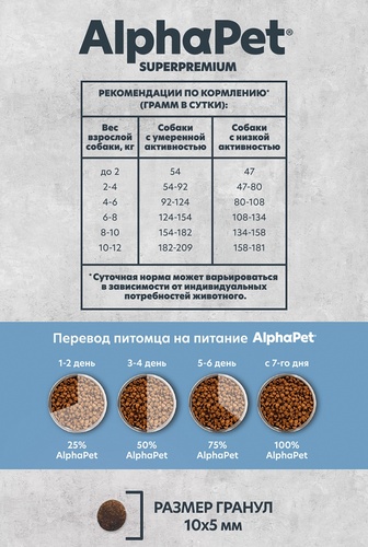 AlphaPet, Monoprotein, Сухой корм для взрослых собак мелких пород (белая рыба), 3 кг  