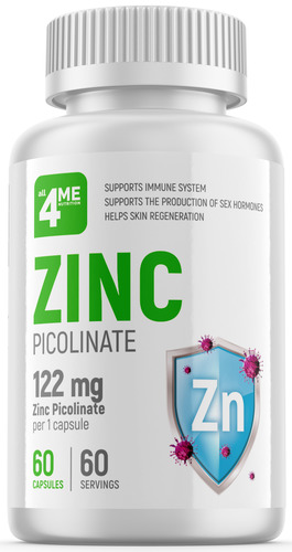 4Me Nutrition Цинк Пиколинат, Zinc Picolinate 122 мг 60 капсул 