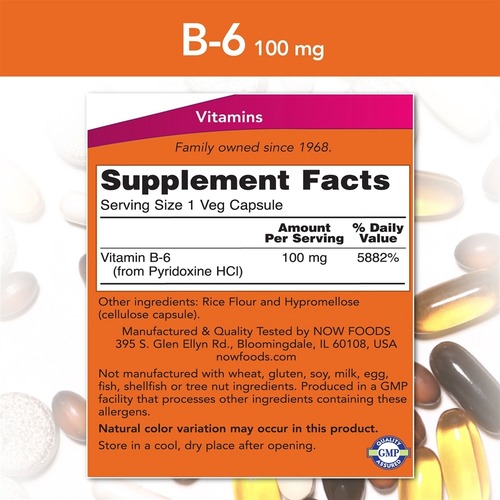 Now Foods Витамин В-6 100 мг, 250 капсул