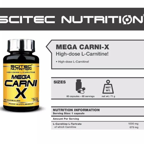 Scitec Nutrition, Mega Carni-X, L-карнитин 60 капс
