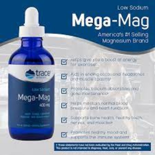Trace Minerals , Mega-Mag с низким содержанием натрия, 400 мг, 118 мл (4 жидк. унции)