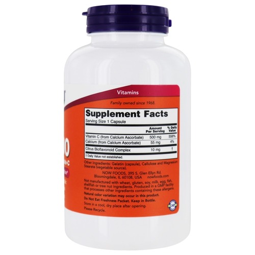 Now Foods Витамин С-500, Calcium Ascorbate 250 капсул