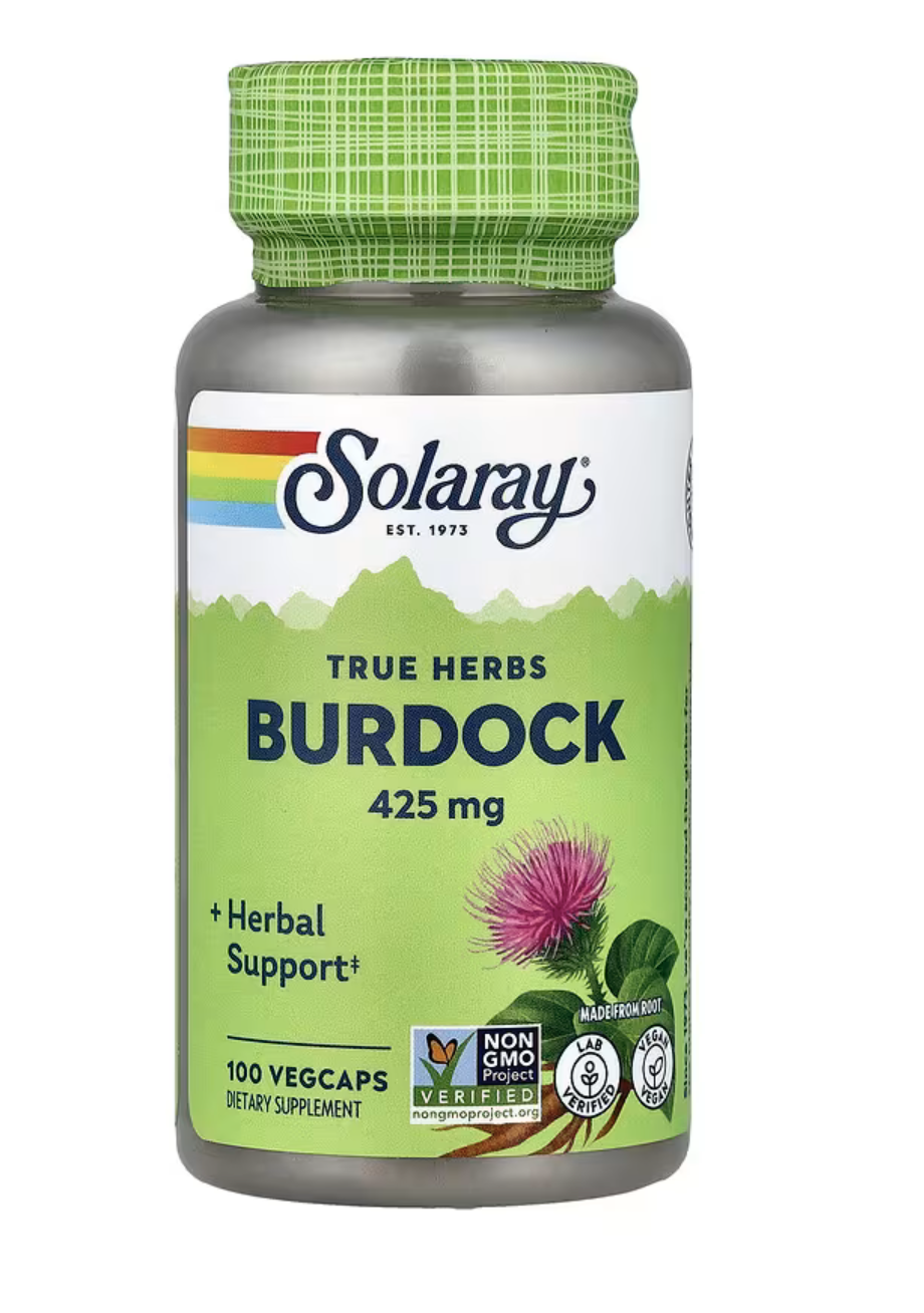 Solaray Лопух, True Herbs Burdock, 425 мг, 100 вег. капсул 