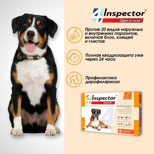 Inspector Quadro C, Инспектор Капли от клещей и блох для собак от 25 до 40 кг