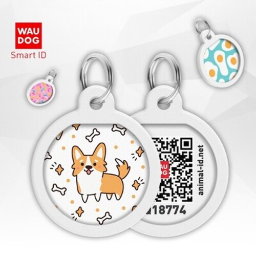 WAUDOG, Адресник Smart ID c QR-паспортом, Металл, Рисунок 
