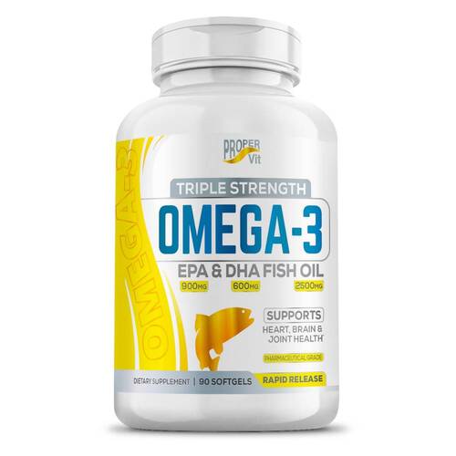 Proper Vit Omega 3, Омега-3 2500 мг тройная прочность, ЭПК 900 мг, ДКГ 600 мг, 90 капсул  