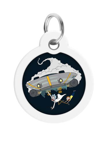 WAUDOG, Адресник Smart ID c QR-паспортом, Металл, Рисунок "Рик и Морти 1", Круг, 25 мм 