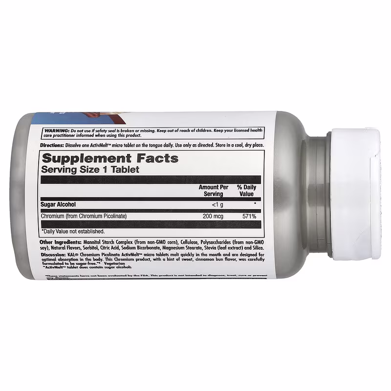KAL,Chromium Picolinate, Пиколинат Хрома, Вкус Булочка с Корицей, 200 мкг, 120 микротаблеток