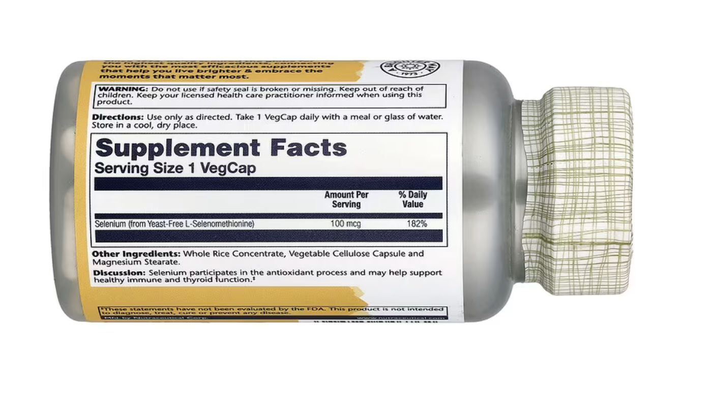 Solaray Селен, Selenium 100 мкг, 90 вег. капсул