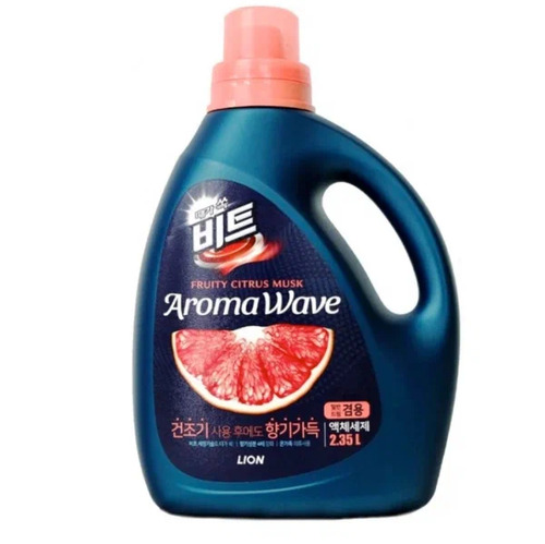 CJ LION, Гель для стирки БЕЛОГО и ЦВЕТНОГО белья "Цитрус" Beat Aromawave 2,35 л бутылка 