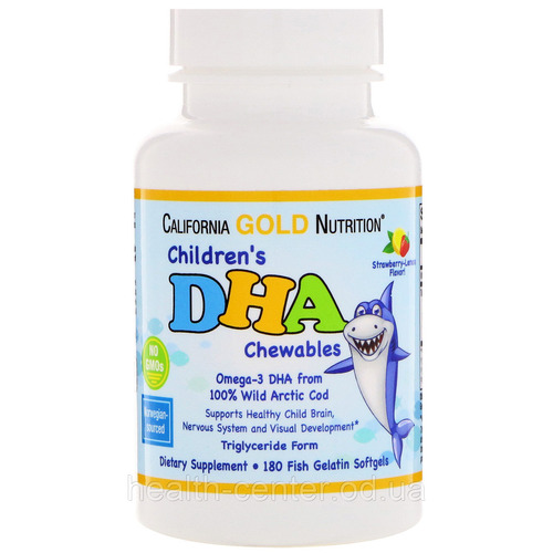 California Gold Nutrition, ДГК для детей, Омега 3, 180 капсул