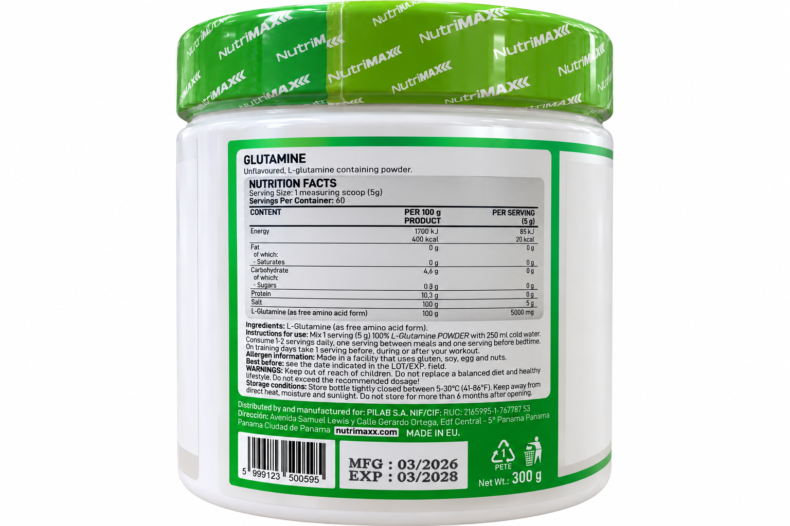 Nutrimax Glutamine, L-глютамин 300 гр