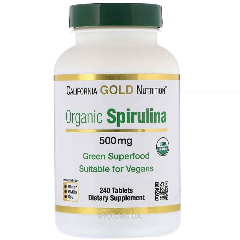 California Gold Nutrition Спирулина 500 мг, 240 таблеток