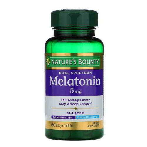 Nature's Bounty, Мелатонин 5 мг 60 двухслойных таблеток
