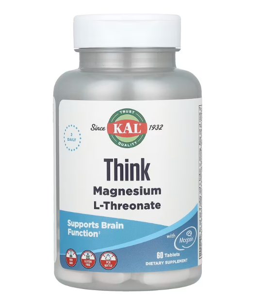 KAL, Magnesium L-Treonate, Магний L-треонат Для Улучшения Работы Мозга, 2000 мг, 60 таб 
