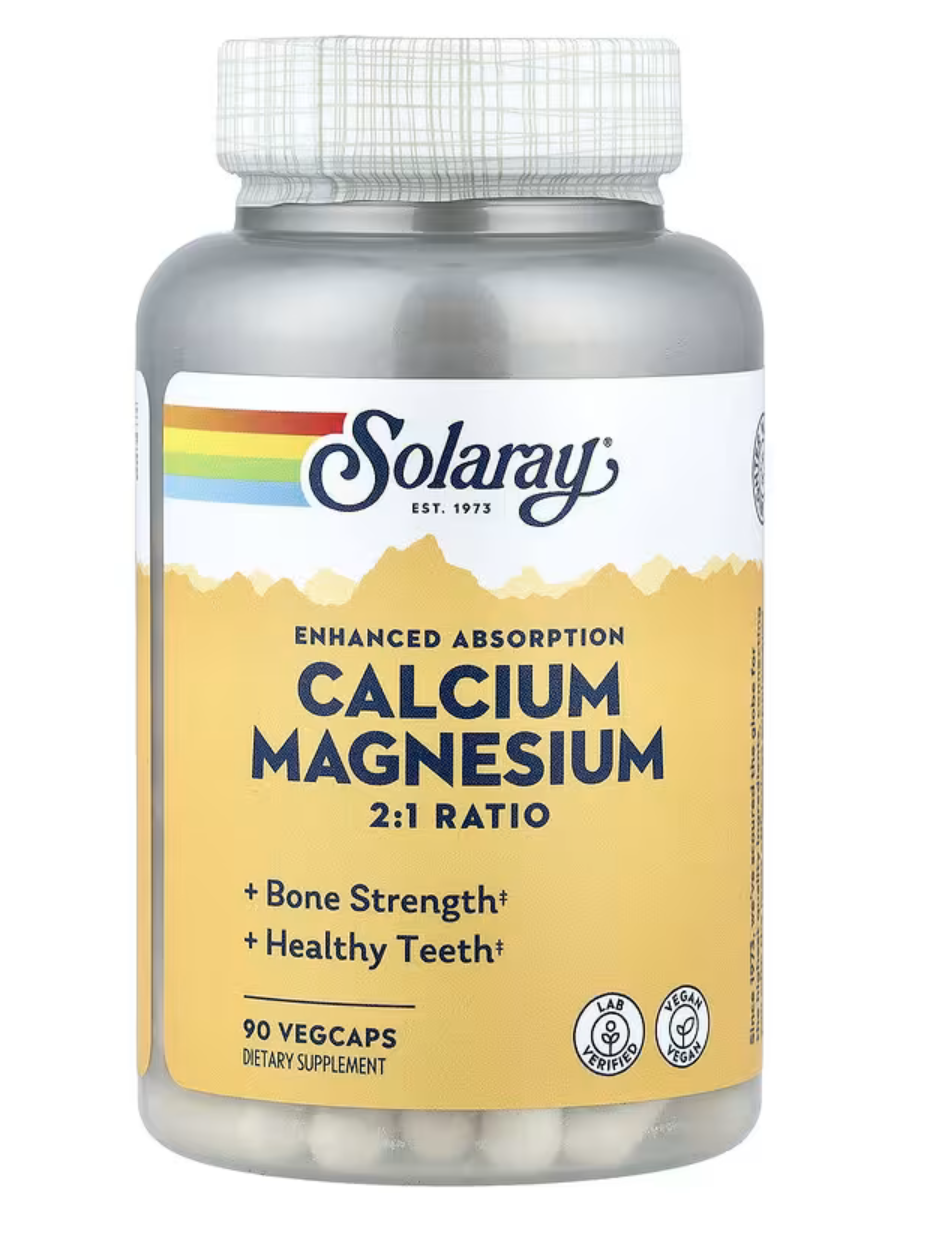 Solaray Кальций+Магний Соотношение 2:1, Calcium Magnesium, 90 вег. капсул 