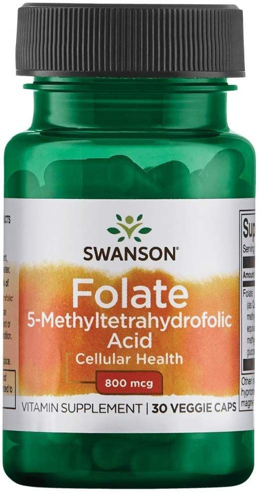 Swanson Folate 5-Methyltetrahydrofolic Acid, Фолат 800 mcg, 30 вег. капс