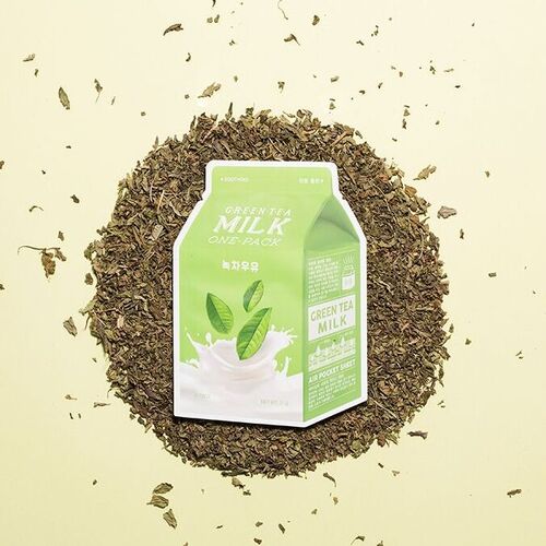 A`PIEU Тканевая смягчающая маска с экстрактом зеленого чая и гамамелис, Green Tea Milk One-Pac 21 гр