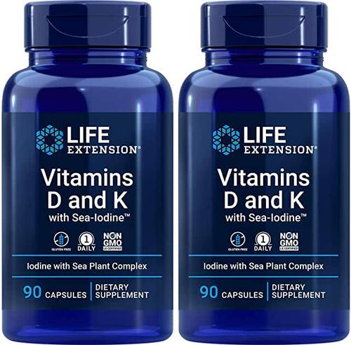 Life Extension Витамин D + К с йодом Sea-Iodine, 60 капсул