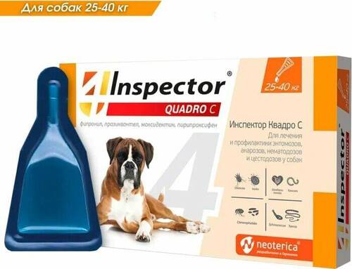 Inspector Quadro C, Инспектор Капли от клещей и блох для собак от 25 до 40 кг