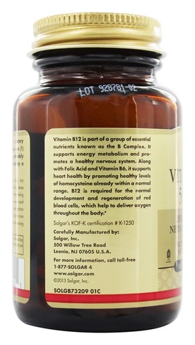 Solgar Витамин B-12 500 мкг, 100 таблеток