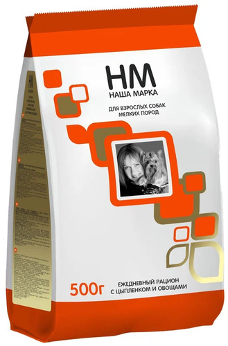 Наша Марка, Сухой корм для собак мелких пород (цыпленок/овощи), 500 г 