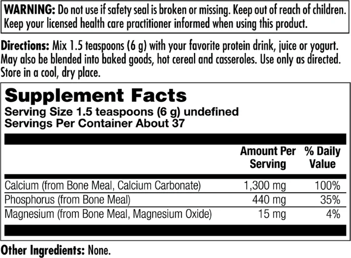 KAL, Bone Meal Powder, Порошок Костной Муки, 227 грамм