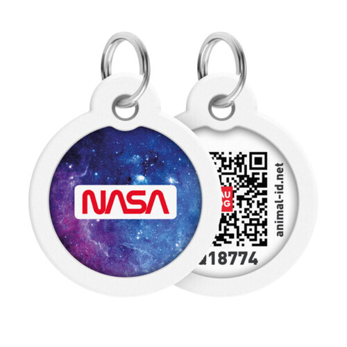 WAUDOG, Адресник Smart ID c QR-паспортом, Металл, Рисунок "NASA21", Круг, 30 мм 