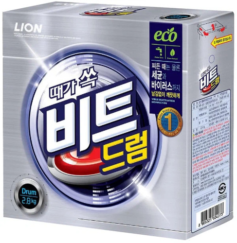 CJ LION, Порошок для стирки КОНЦЕНТРИРОВАННЫЙ, Beat Drum 2.8 кг картонная упаковка, руч/авт. 