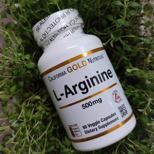 California Gold Nutrition L-аргинин 500 мг, 60 растительных капсул