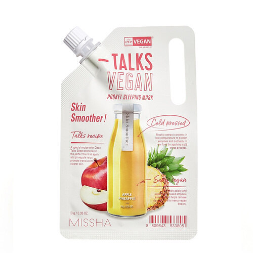 Missha Маска-эксфолиант для лица с яблоком и ананасом,Talks Vegan Squeeze Pocket Sleeping Mask 10 гр