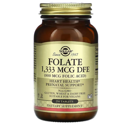 Solgar Фолиевая кислота, Folate 1.333 DFE 800 мкг, 250 таблеток