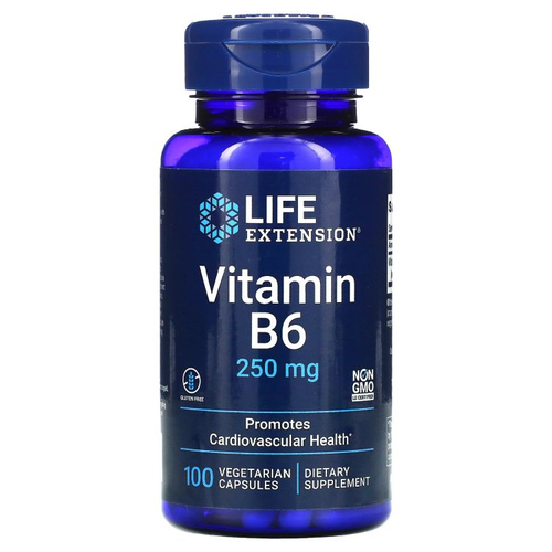 Life Extension Витамин В6, 250 мг, 100 вегетарианских капсул