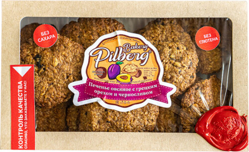 Pilberg Bakery Печенье овсяное с грецким орехом и черносливом, 300 гр