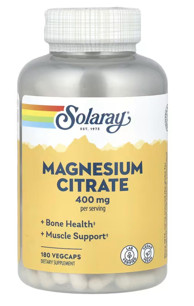 Solaray Магний Цитрат, Magnesium Citrate 400 мг, 180 капсул 