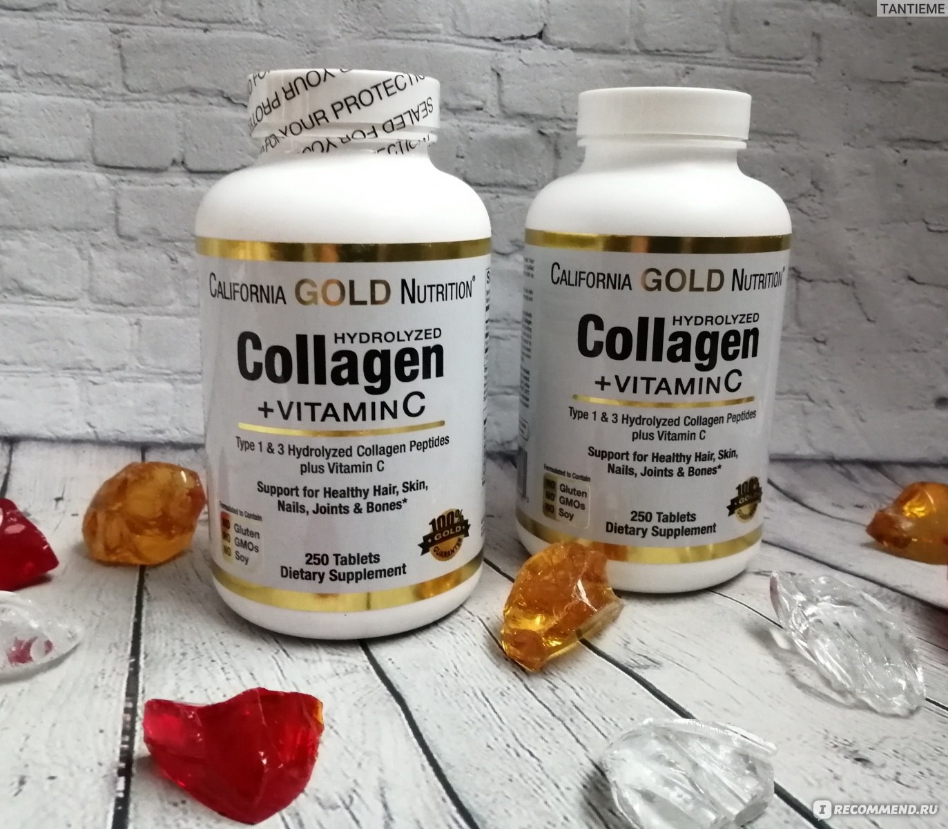 California Gold Nutrition, Пептиды Гидролизованного Коллагена с Витамином C, Тип 1 и 3, 250 таблеток