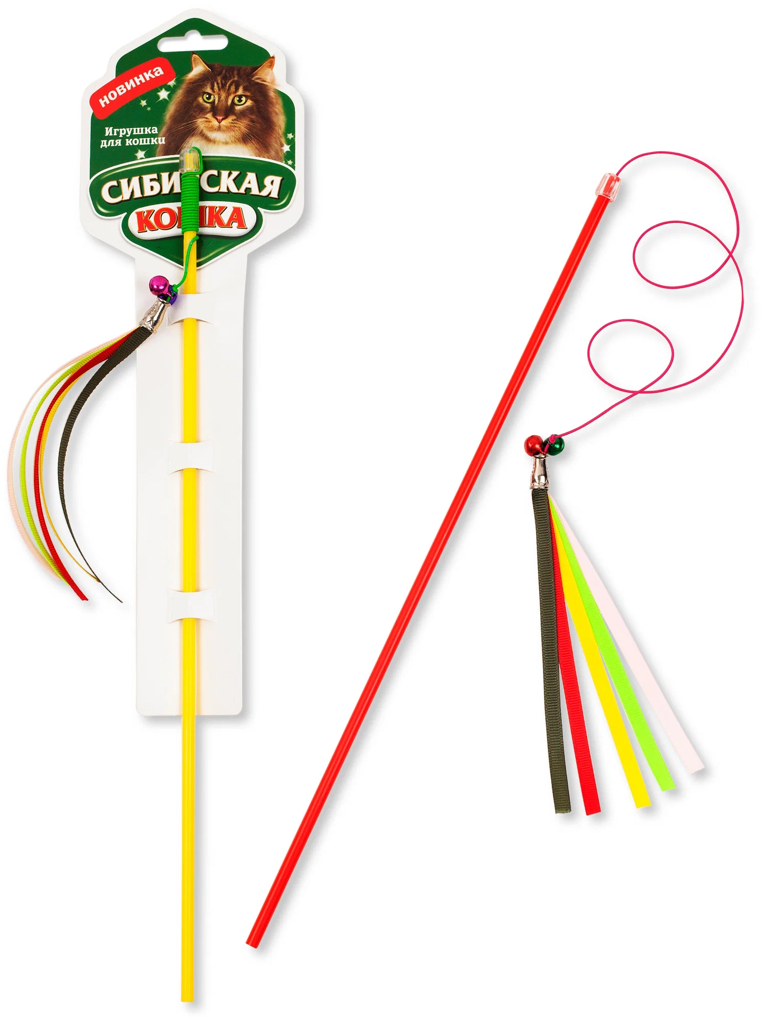 Сибирская Кошка, Дразнилка, Удочка, Погремушки с лентами 1 шт 