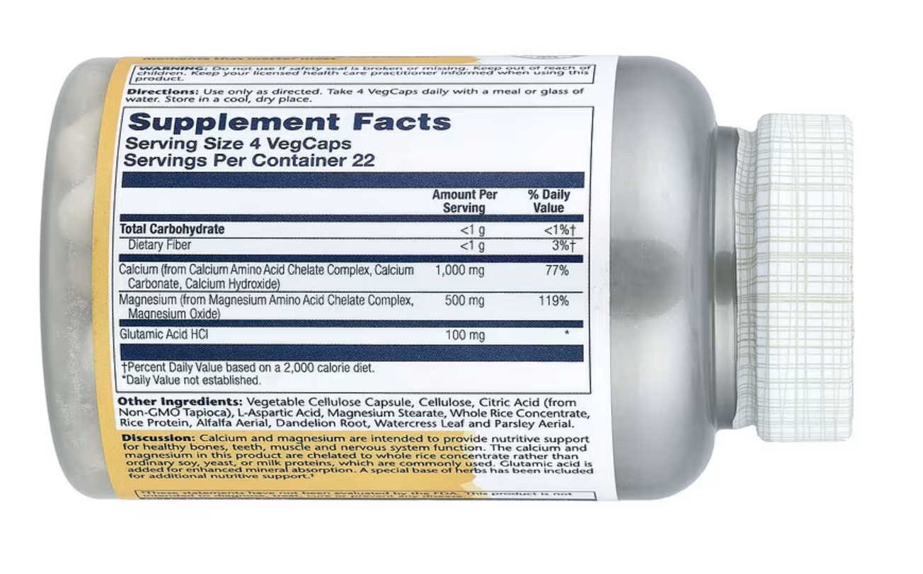 Solaray Кальций+Магний Соотношение 2:1, Calcium Magnesium, 90 вег. капсул