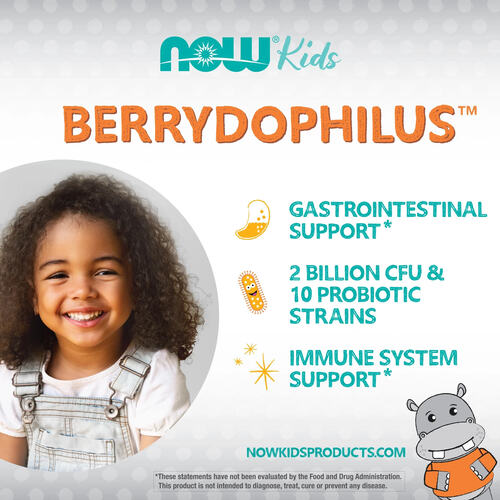 Now Foods Пробиотики для детей, BerryDophilus 2 млрд, 60 жевательных таблеток