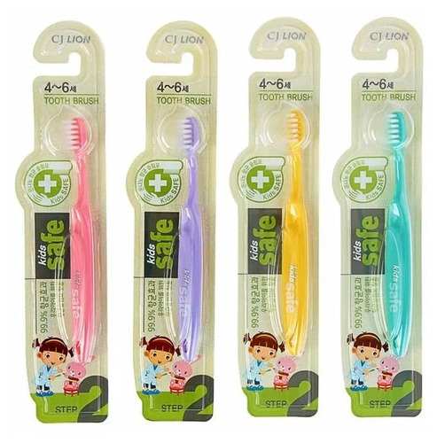 CJ LION, Детская зубная щетка от 4-6 лет с нано-серебряным покрытием, Kids Safe 1 шт 