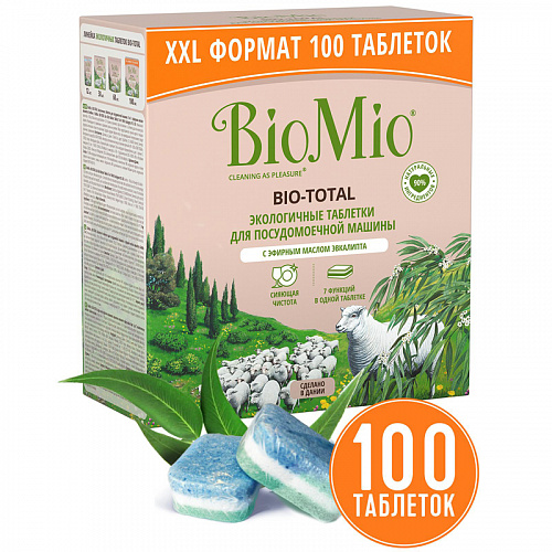 BioMio Таблетки для посудомоечной машины с маслом эвкалипта, 100 шт