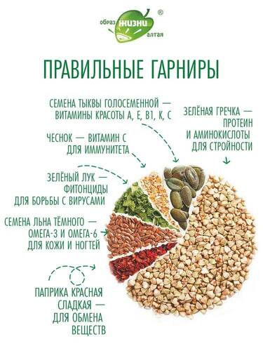 Образ Жизни Алтая, Гречка зеленая с семенами льна, тыквы и овощами 300 гр
