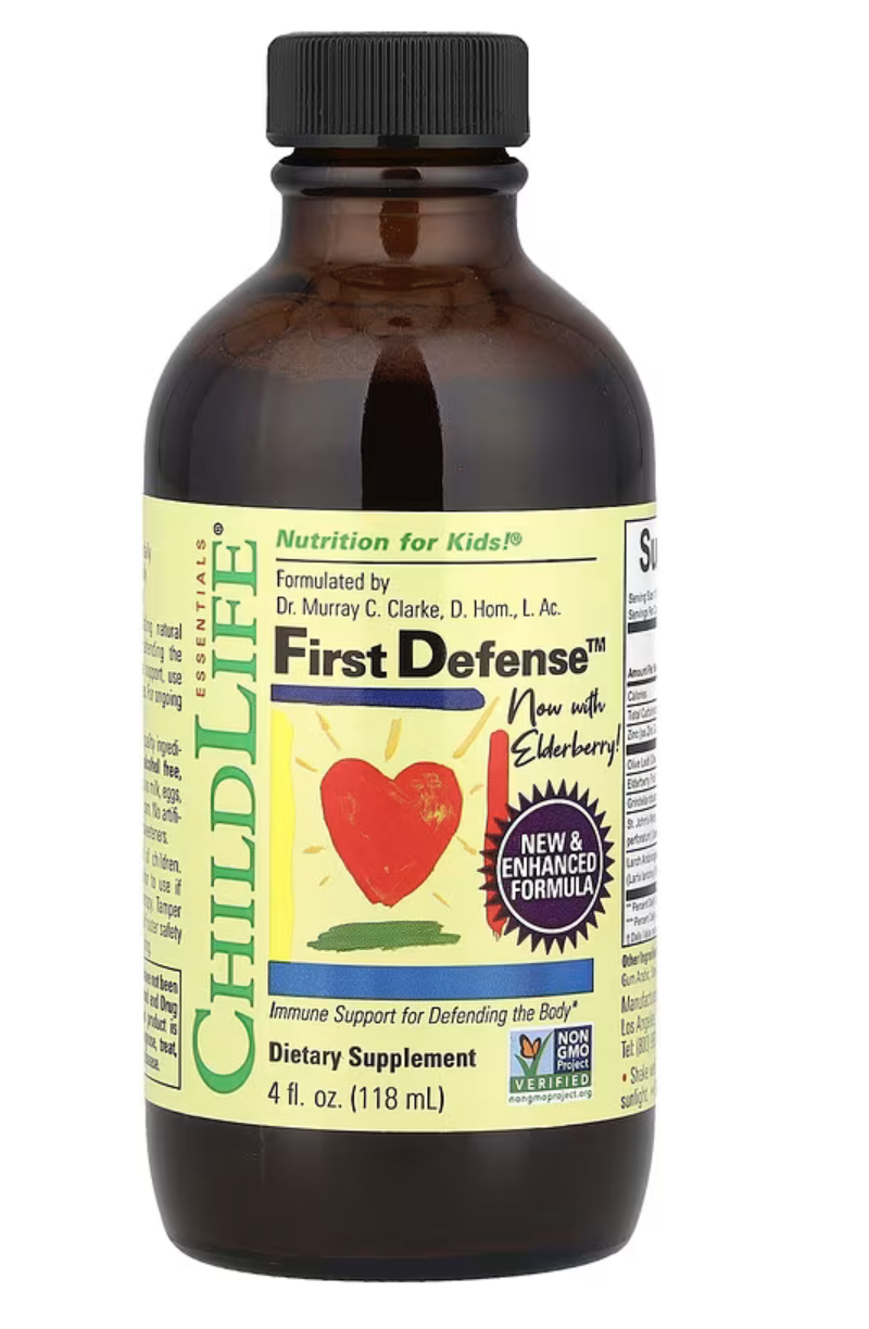 ChildLife Essentials Натуральное Средство от Простуды Кашля и Гриппа, First Defence, 118 мл 