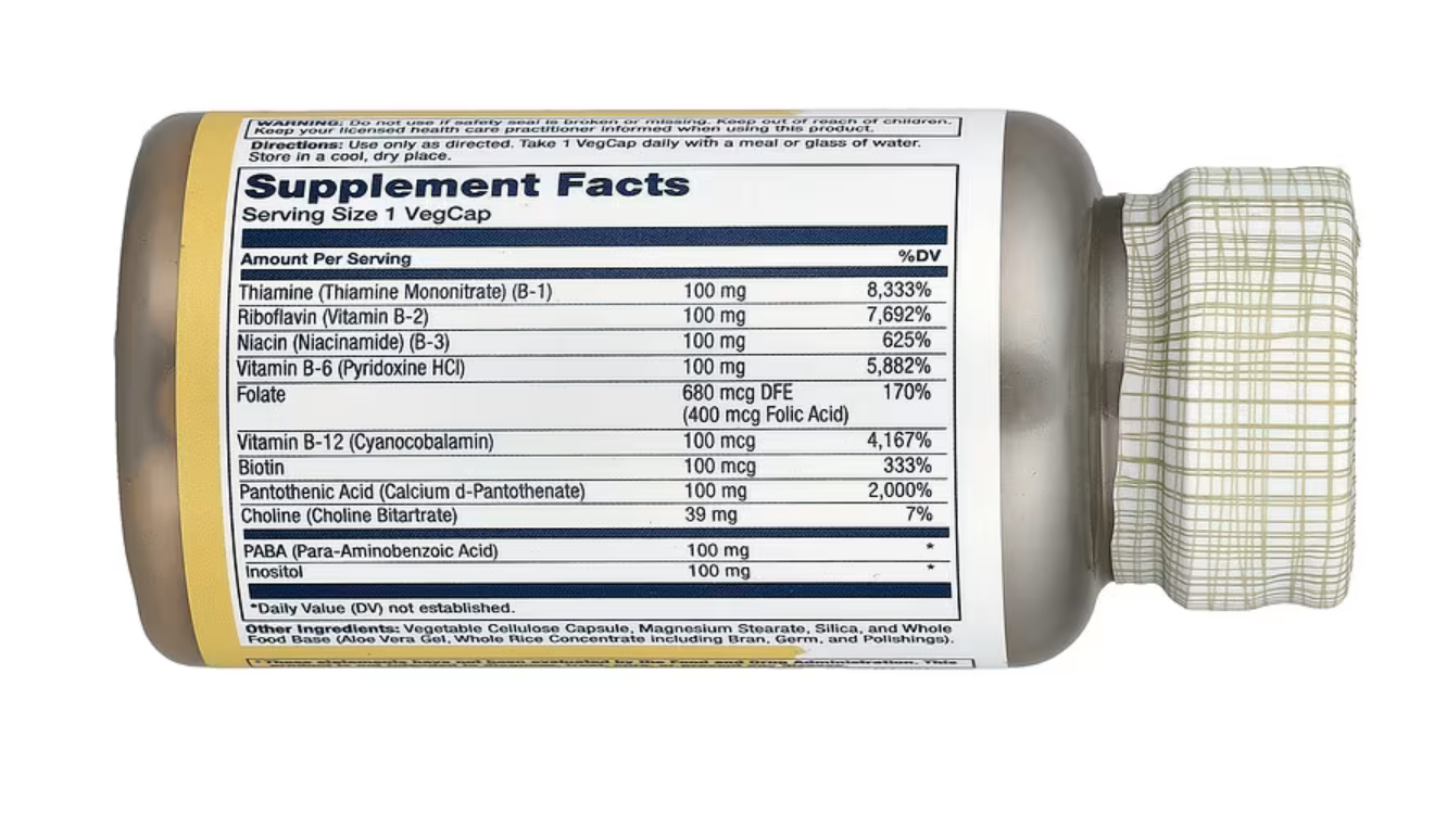 Solaray B-комплекс 100, Vitamin B-Complex 100, 50 вег. капсул