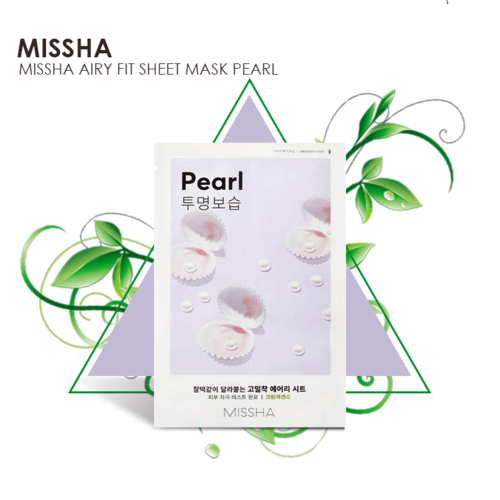 Missha  Airy Fit Sheet Mask, Успокаивающая тканевая маска с экстрактом жемчуга 19 гр