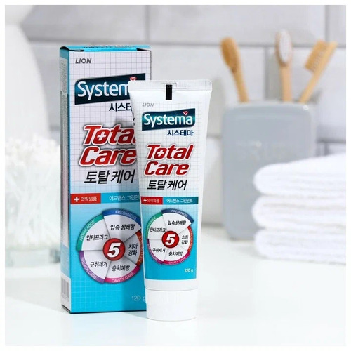 CJ LION, Зубная паста ДЛИТЕЛЬНАЯ СВЕЖЕСТЬ с ароматом зеленой мяты,Systema Total Care 120 г